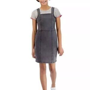 Steve Madden Girls Size Small Black Denim Dress and Striped Top Dress Set NWT